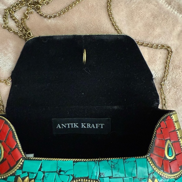 Turquoise and Red Mosaic Women Bag - Picture 4 of 16